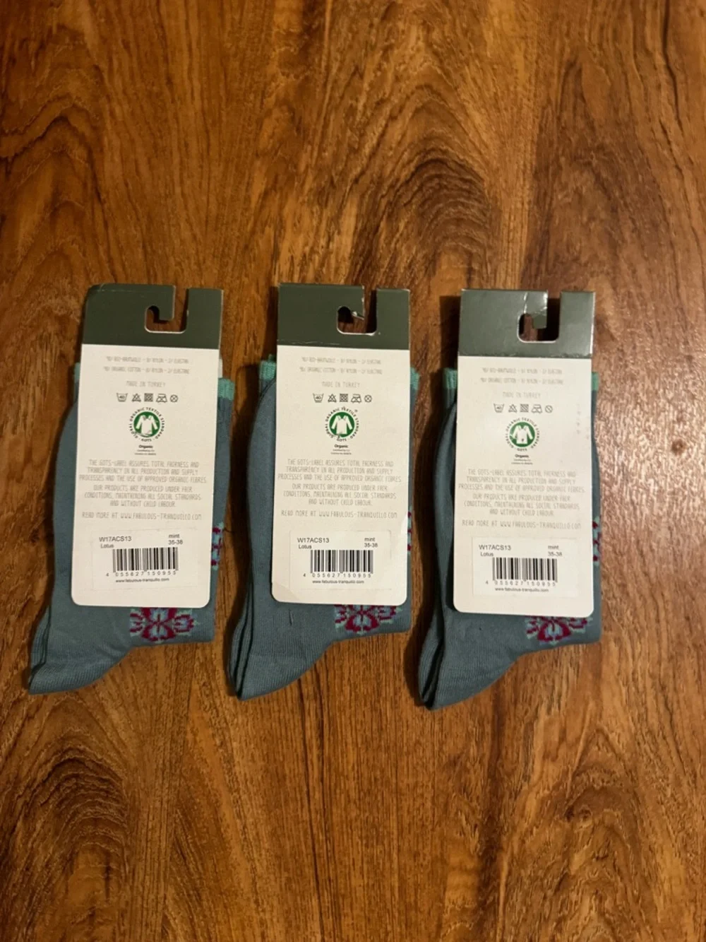 Tranquillo Organic Cotton Women’s Floral Patterned Socks - Pack of 3- NWT